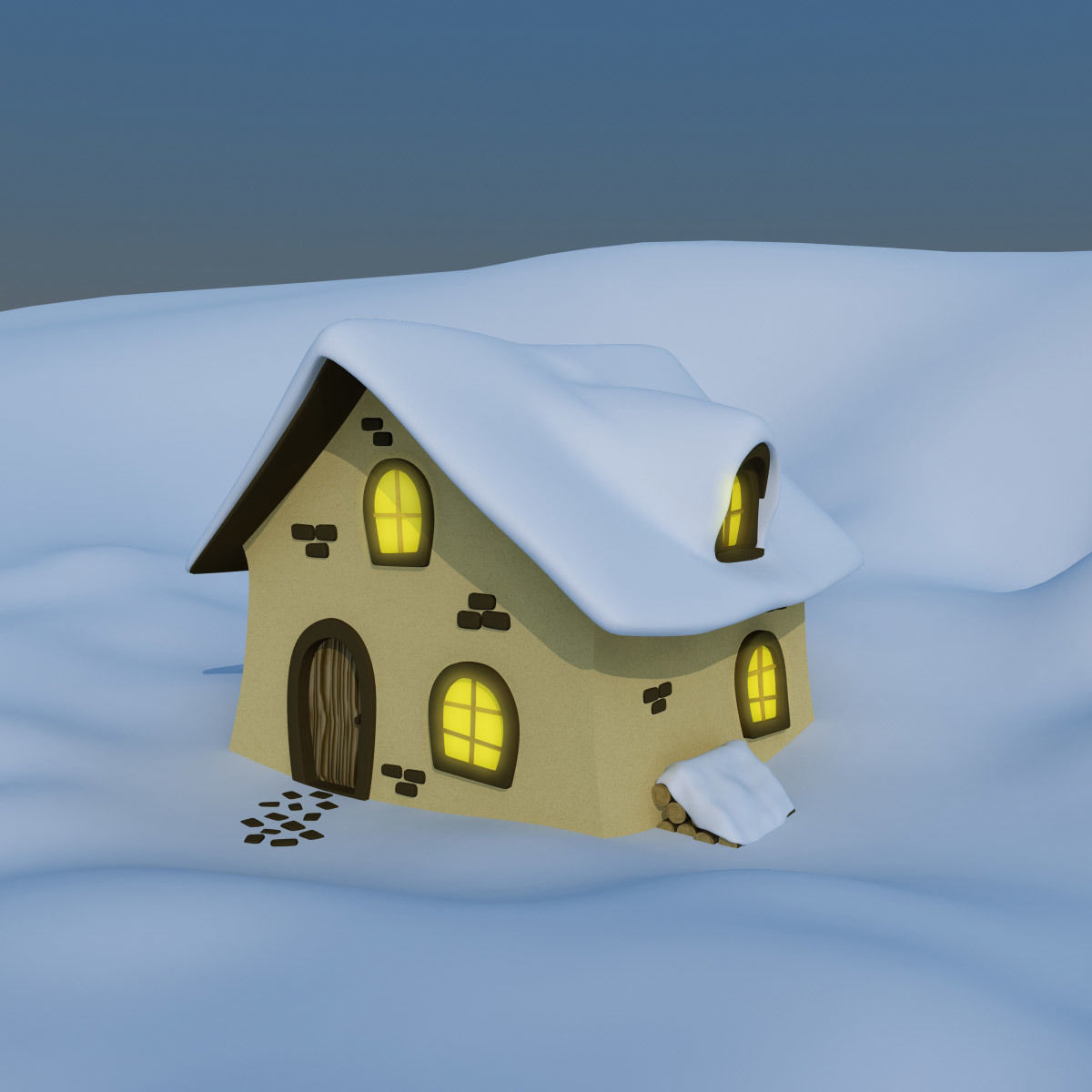 Snow House Low-poly 3D model_2