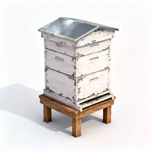 Realistic Weathered Wooden Beehive Apiary Box 3D Model