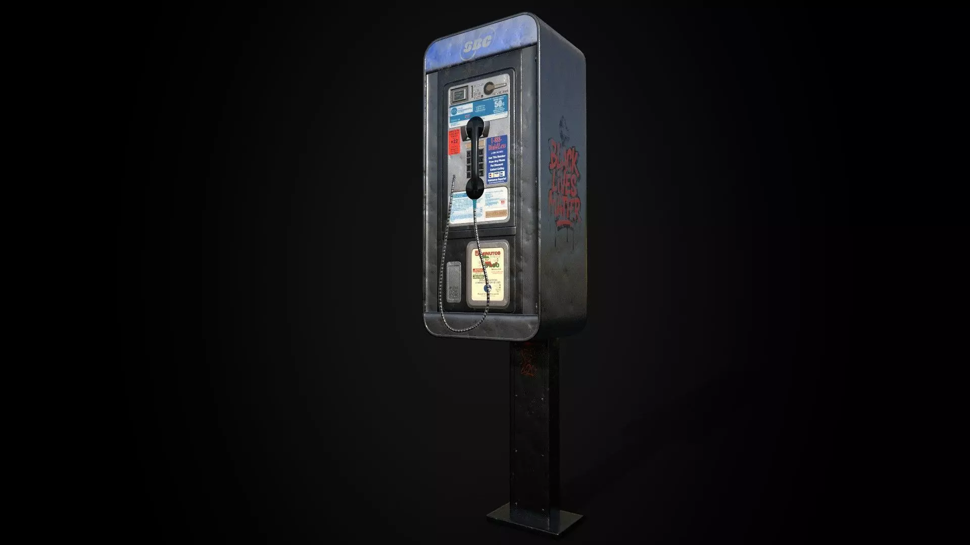 SBC Payphone - Game Ready Low-poly 3D model