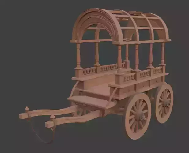 Ornate Wooden Carriage 3D Model
