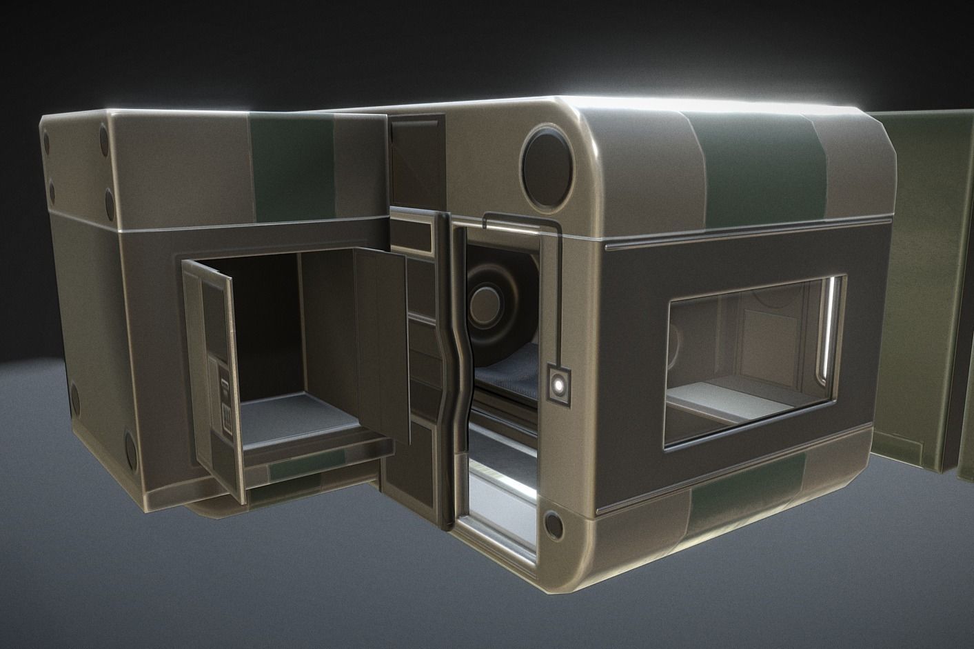 Futuristic Living Module Basic Version Low-poly 3D model_0