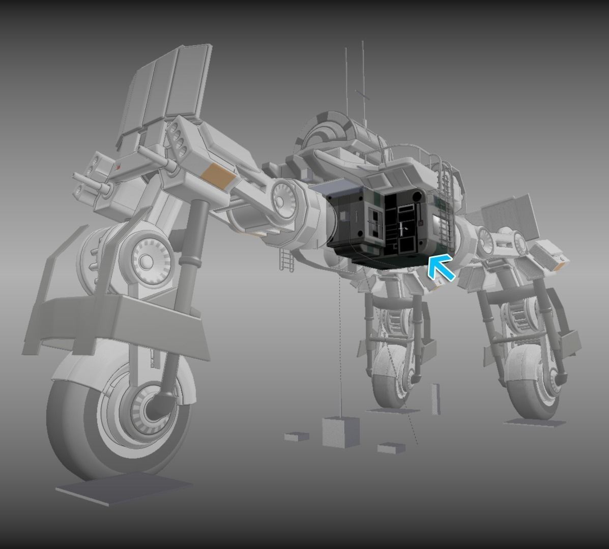 Futuristic Living Module Basic Version Low-poly 3D model_4