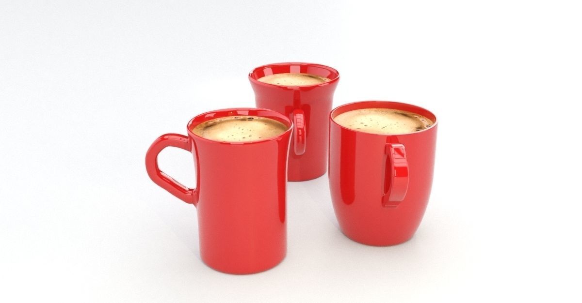 coffee cups Low-poly 3D model_1