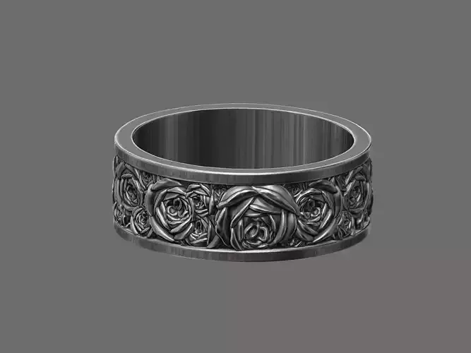 Rose wedding band ring - 3D print model