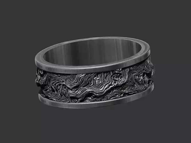 Ornate Ocean waves wedding Band ring