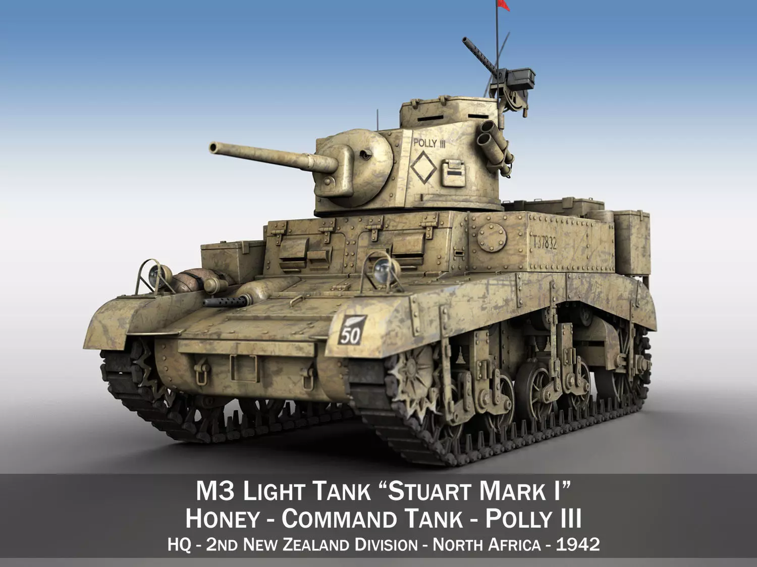 M3 Light Tank Honey - Polly III 3D model_0