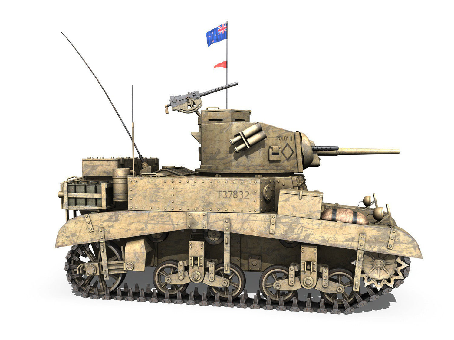 M3 Light Tank Honey - Polly III 3D model_5