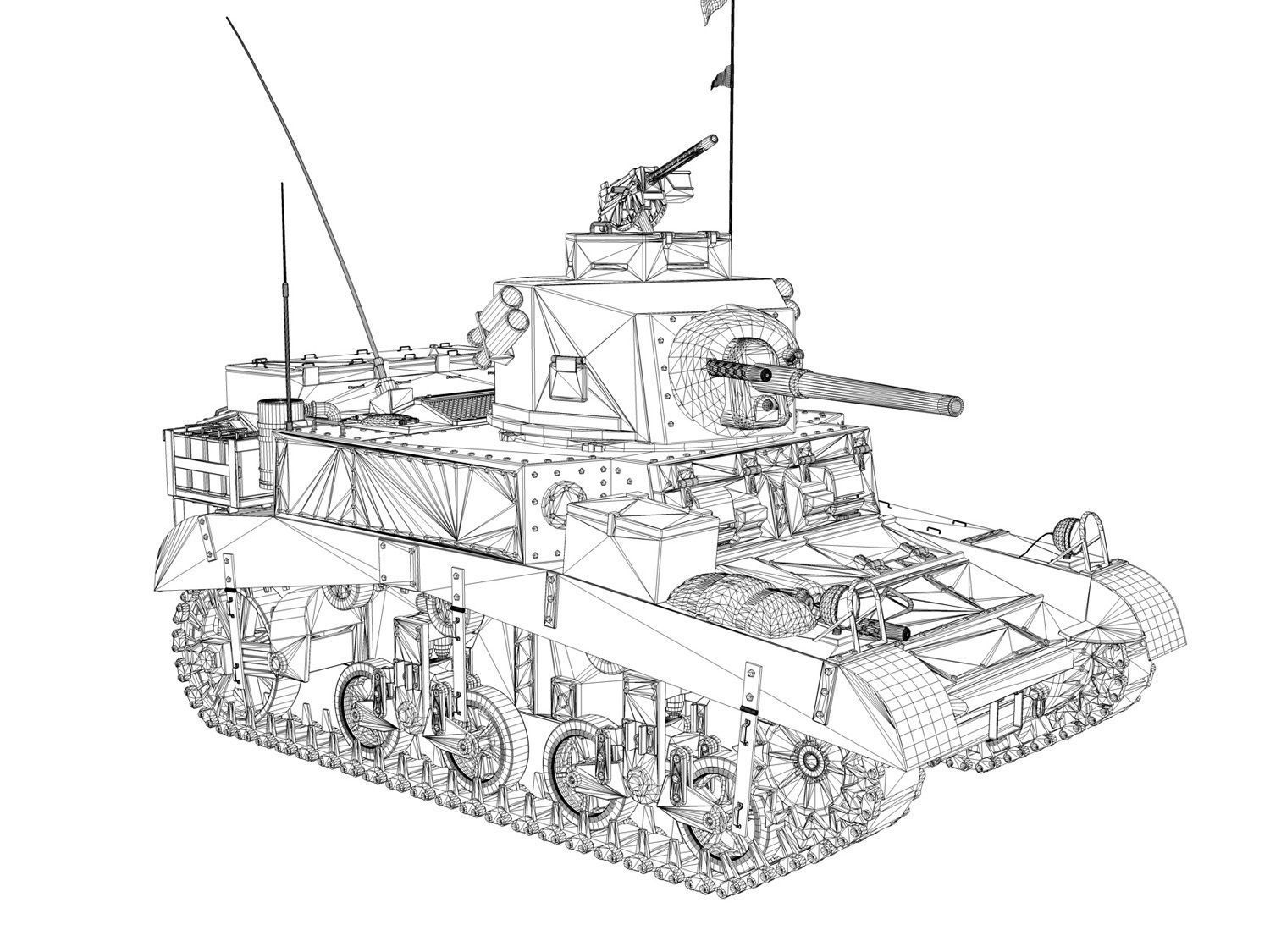 M3 Light Tank Honey - Polly III 3D model_11