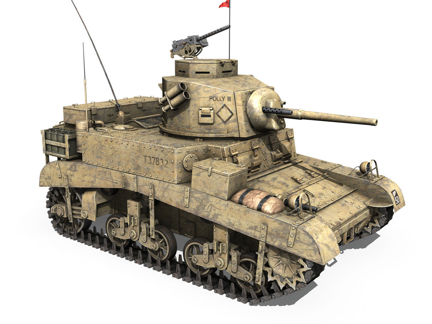 M3 Light Tank Honey - Polly III 3D model_6