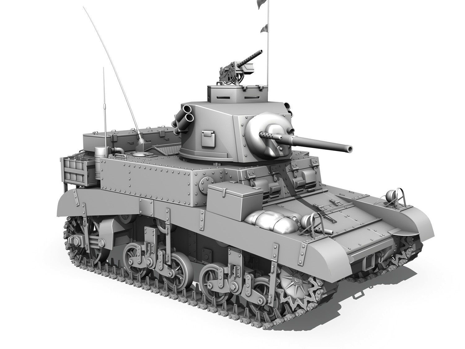 M3 Light Tank Honey - Polly III 3D model_10