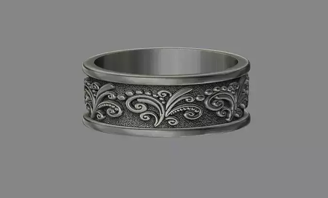 Ornate Floral Band wedding band ring