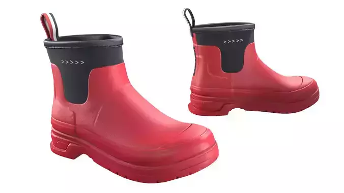 Red Short Rubber Boots