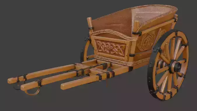 Ornate Wooden Carriage 3D Model
