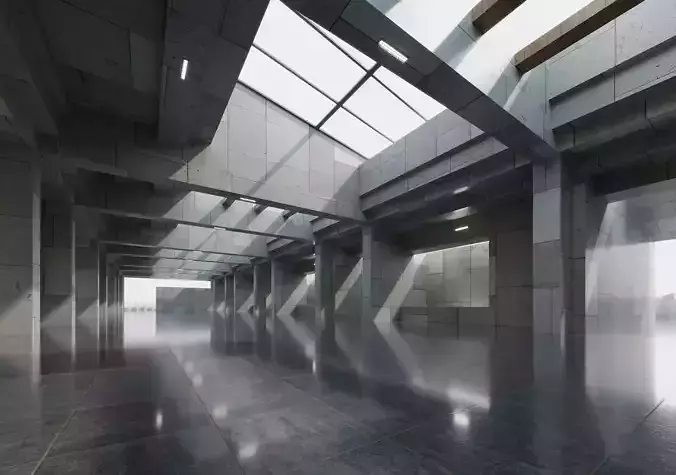 Modern Skylight Exhibition Hall- Architectural Background- V5U1