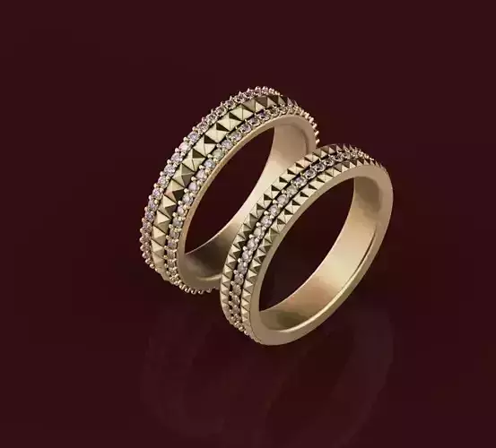 Wedding Ring Set for Couples 3D print model