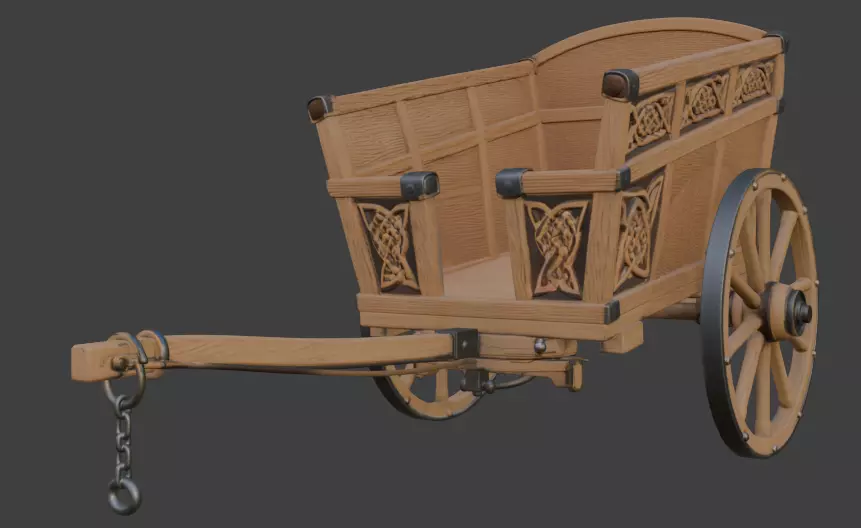Ornate Wooden Carriage 3D Model 3D model