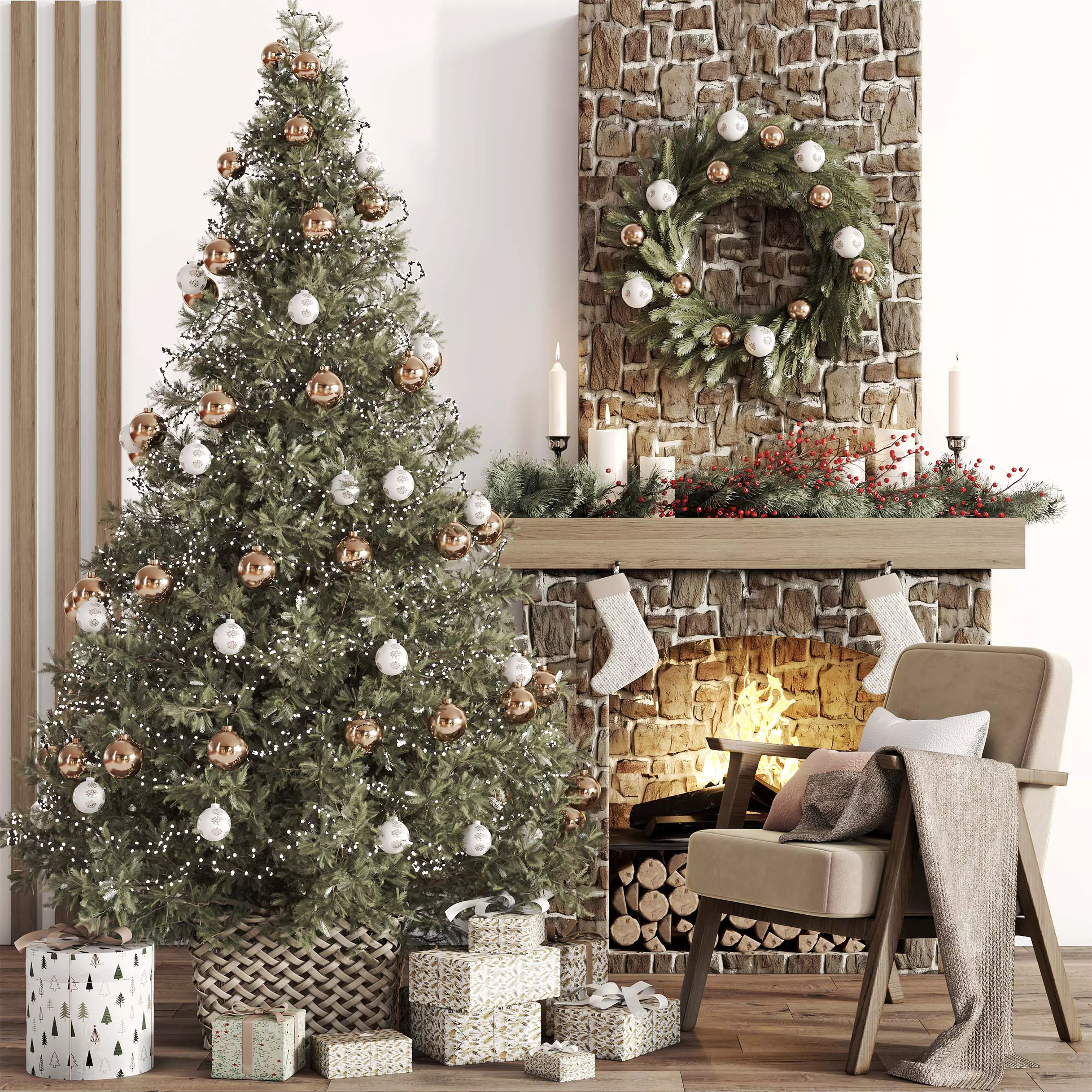 Christmas Tree and Decoration Set 017 3D model