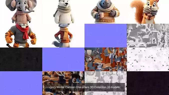Cozy Winter Cartoon Characters 3D Collection