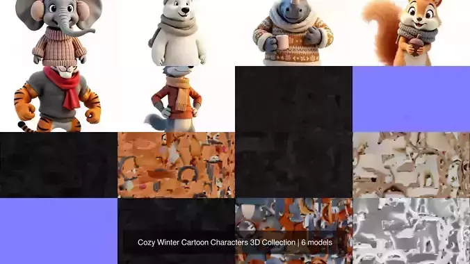 Cozy Winter Cartoon Characters 3D Collection