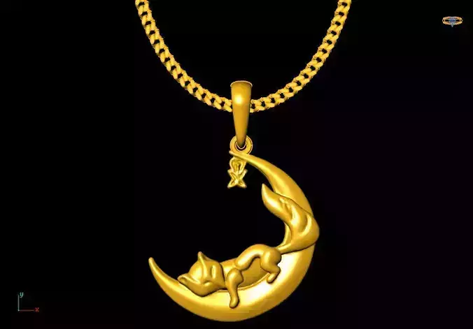Moon Fox pendant charms - one inch pendant