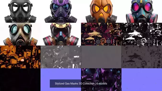 Stylized Gas Masks 3D Collection