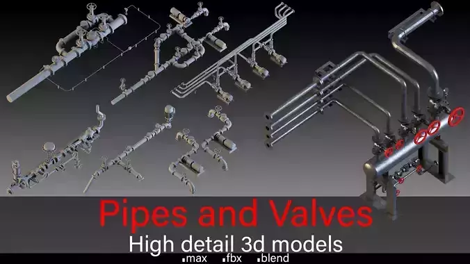Industrial Pipes - Valves - Modular Pipeline System with Pumps