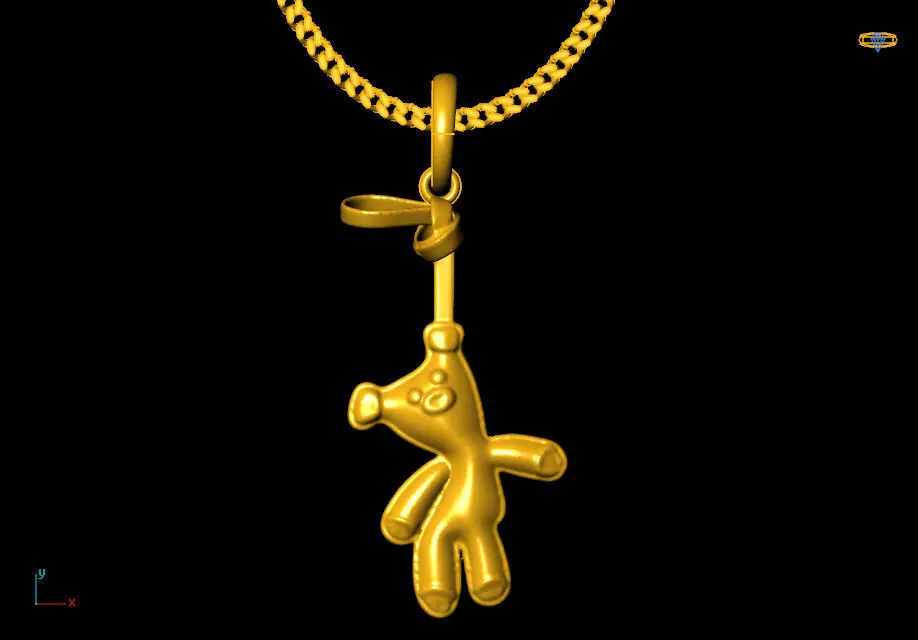 Mr bean teddy bear pendant charms - one inch pendant 3D print model