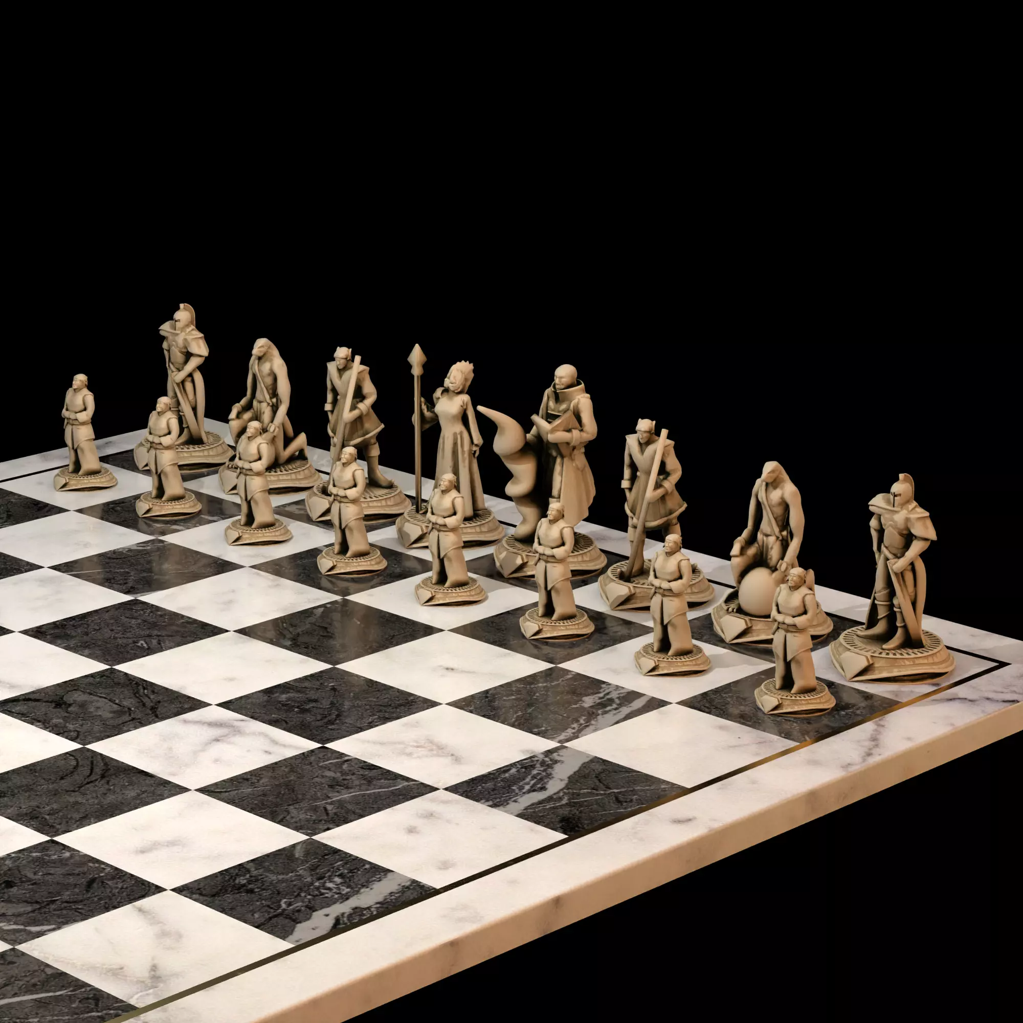 Knight Chess Set Medieval Knights Armor Heraldry 3D print model