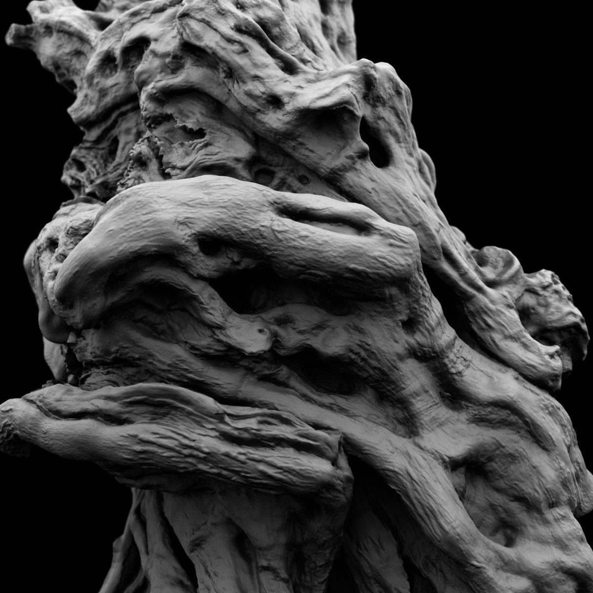 Olive tree base trunk Low-poly 3D model_4