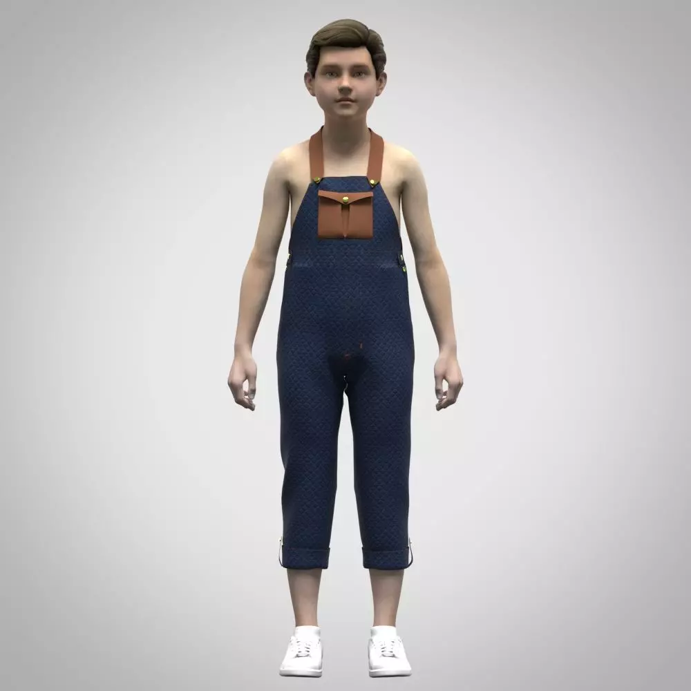 3d model boys dungaree 3d clothing Low-poly 3D model