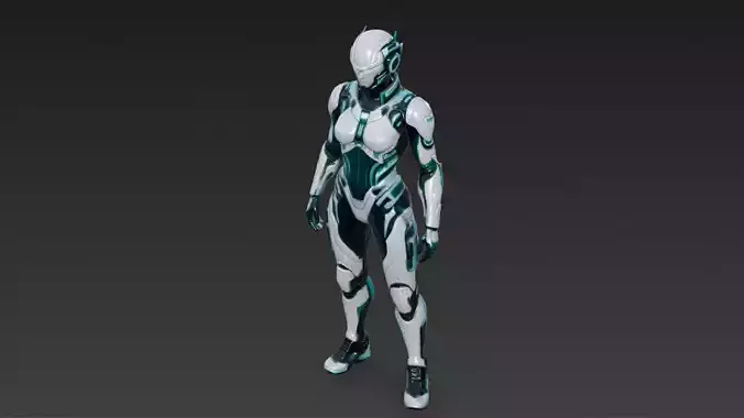 High Tech Bionic Android Rigged 3D Model