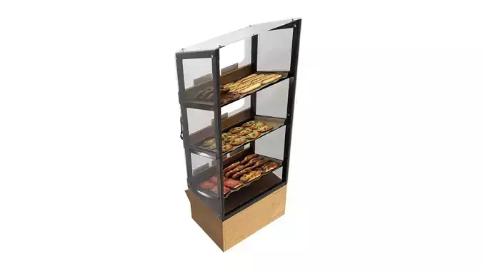 Bakery stand with salty pastries 3D model 4
