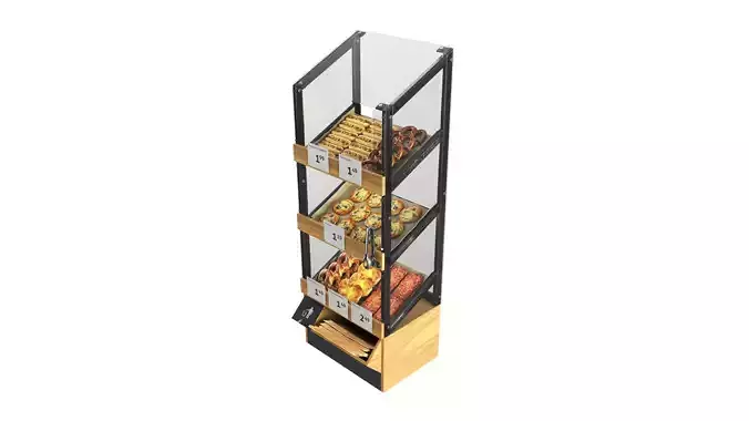 Bakery stand with salty pastries 3D model 3