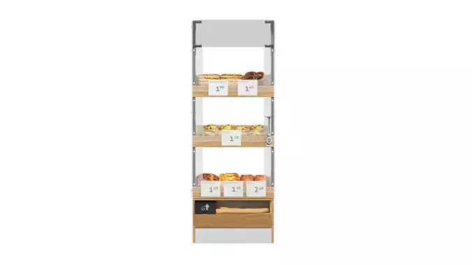 Bakery stand with salty pastries 3D model 6