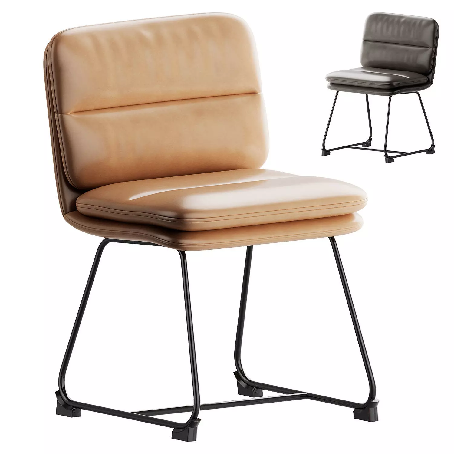 Faux Leather Upholstered Dining Chair 3D model