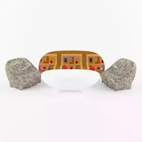 Leather Couch and Table 3D Model for Living Room