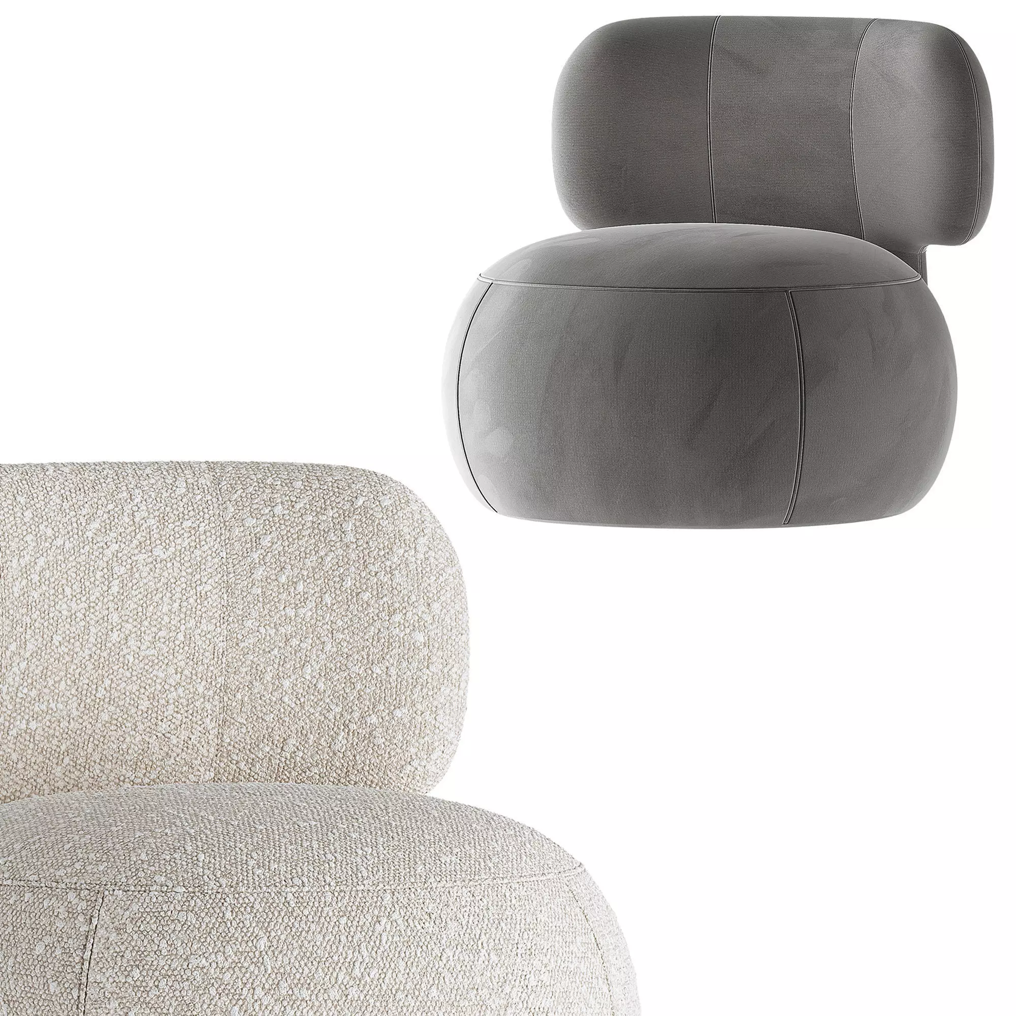 Brayden Stone Cream Woven Fabric Occasional Chair 3D model