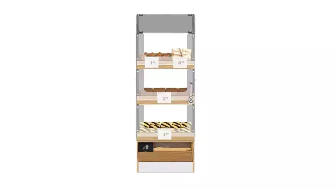 Bakery stand with sweet buns 03 Low-poly 3D model 6