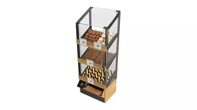 Bakery stand with sweet buns 03 Low-poly 3D model 3
