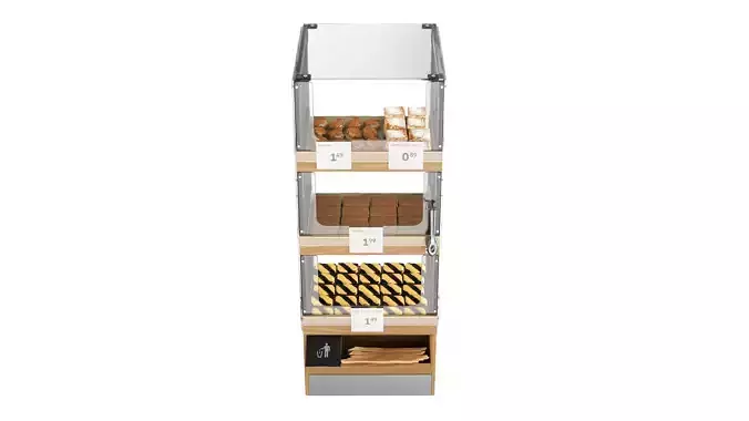 Bakery stand with sweet buns 03 Low-poly 3D model 2