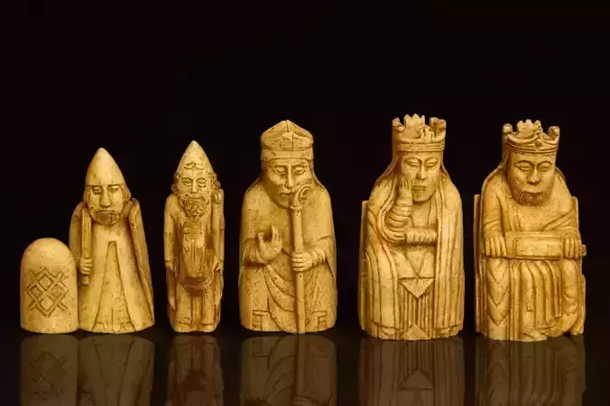 Complete Isle of Lewis chess set 3D printing STL file