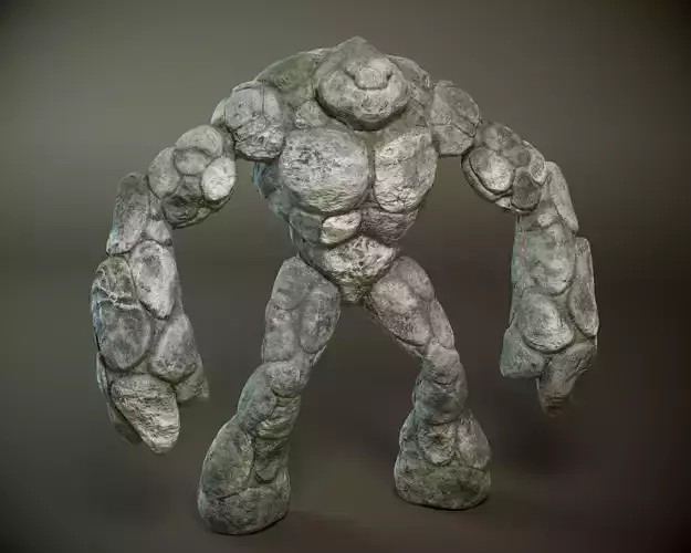 Stone golem PBR Low-poly 3D model