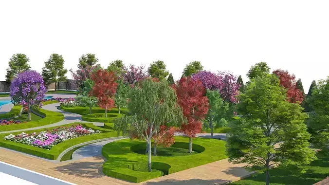Botanical Swirl Garden 3D Model Low-poly 3D model 5