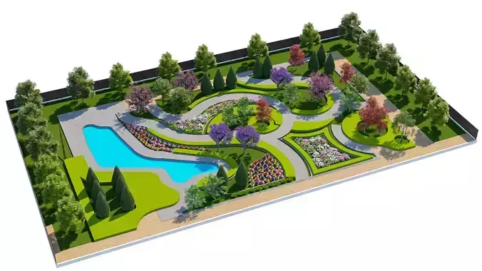 Botanical Swirl Garden 3D Model Low-poly 3D model 2