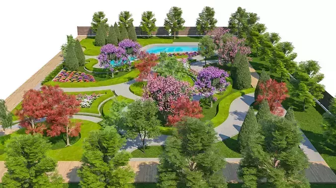 Botanical Swirl Garden 3D Model Low-poly 3D model 6