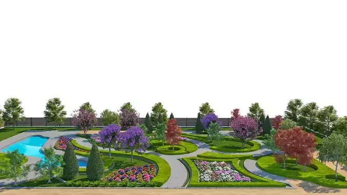 Botanical Swirl Garden 3D Model Low-poly 3D model 4