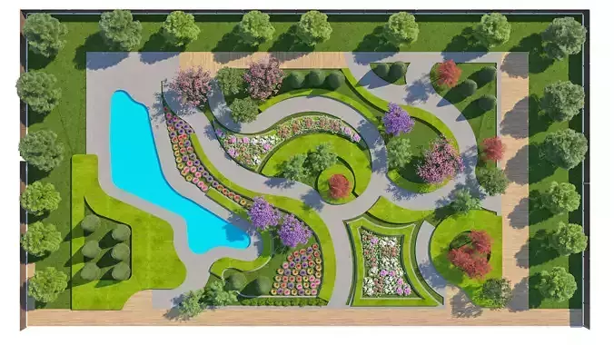 Botanical Swirl Garden 3D Model