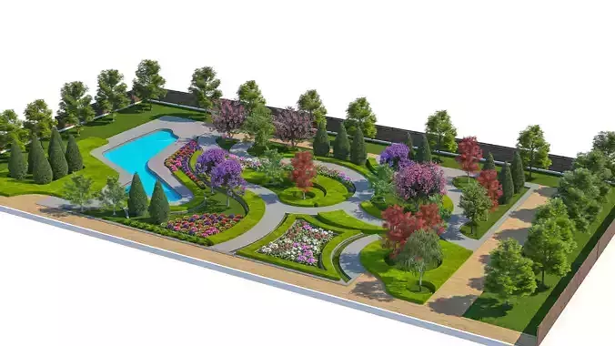 Botanical Swirl Garden 3D Model Low-poly 3D model 3
