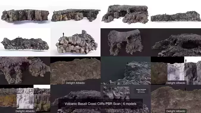 Volcanic Basalt Coast Cliffs PBR Scan