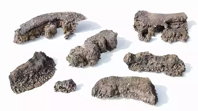 Volcanic Basalt Coast Cliffs PBR Scan